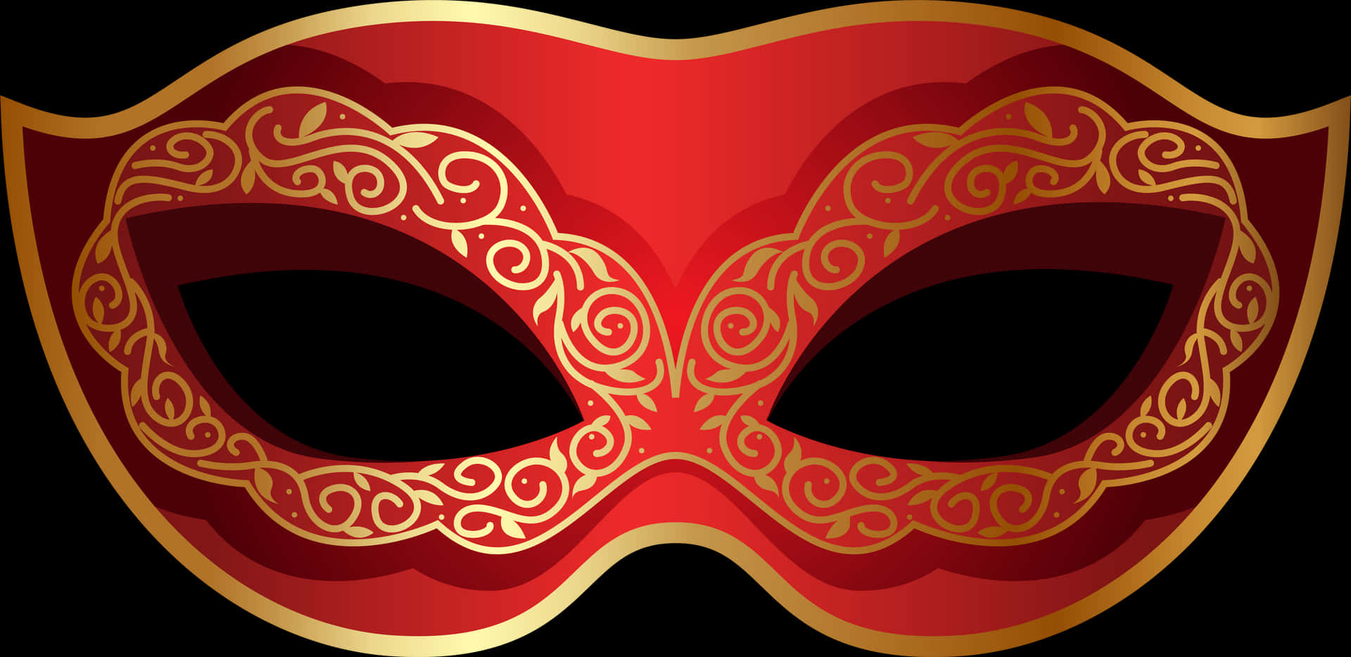 Elegant Red Gold Masquerade Mask PNG Image