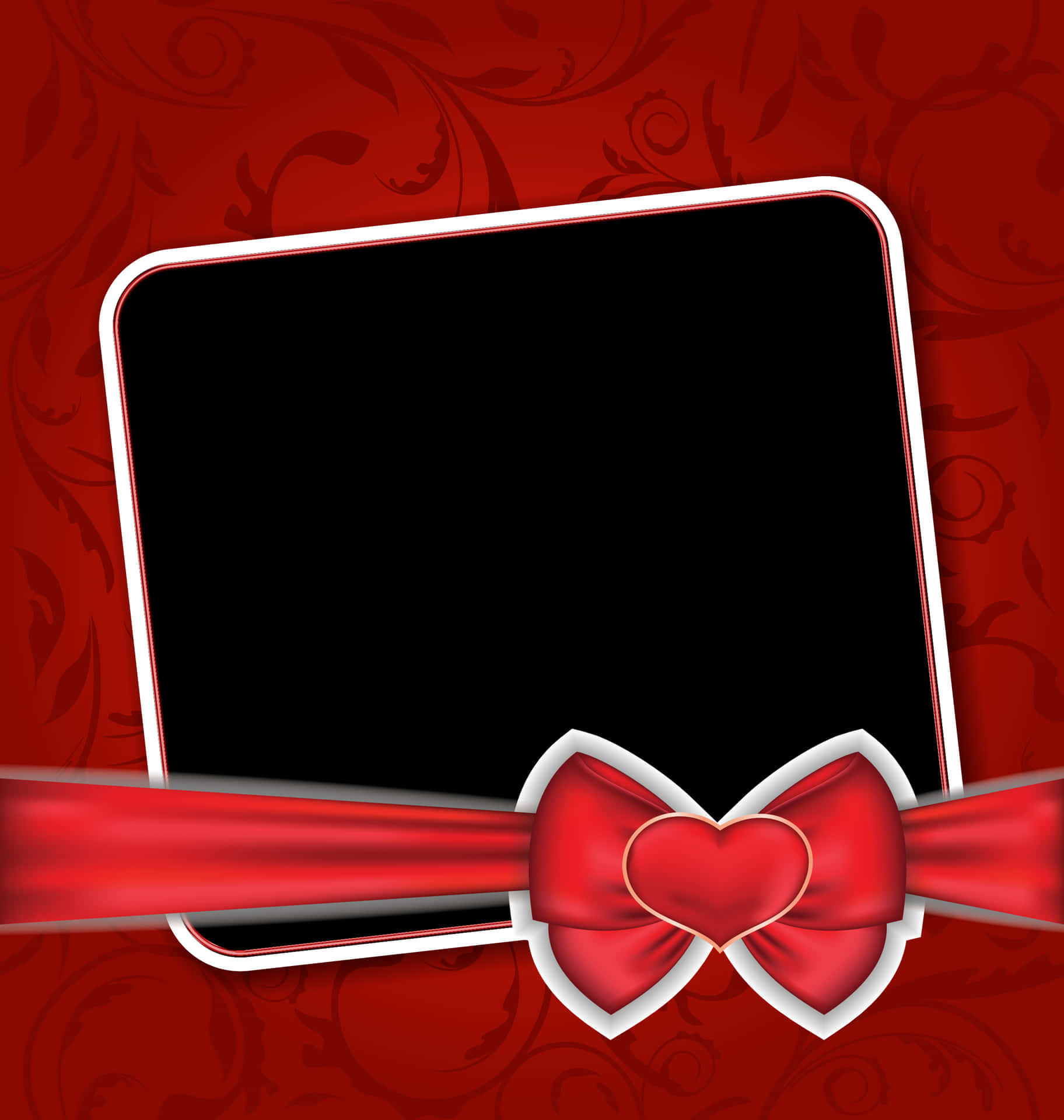 Elegant Red Heart Frame PNG Image