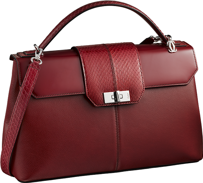 Elegant Red Leather Handbag PNG Image