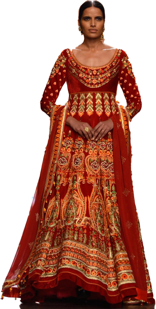 Elegant Red Lehenga Traditional Attire PNG Image