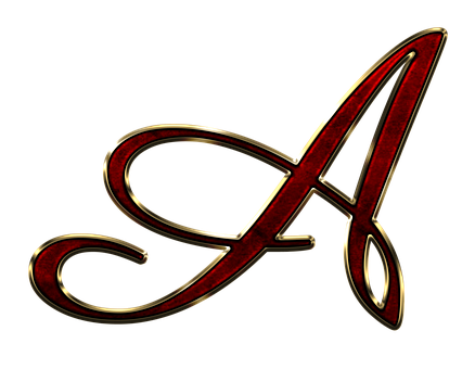 Elegant Red Metallic Letter A PNG Image