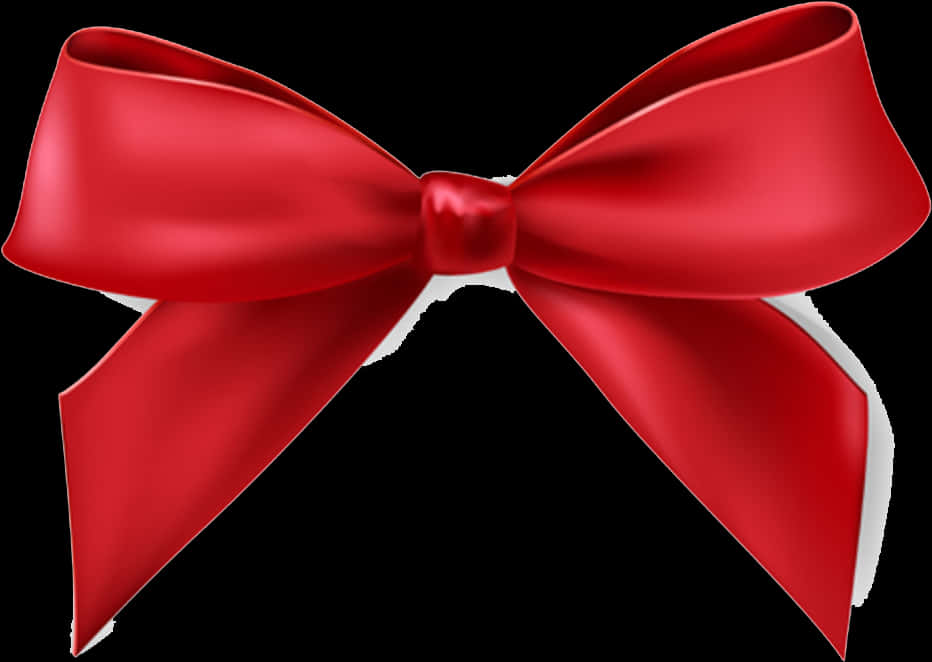 Elegant Red Satin Ribbon Bow PNG Image