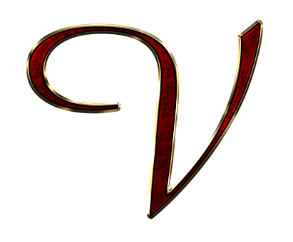 Elegant Red Velvet Letter V PNG Image