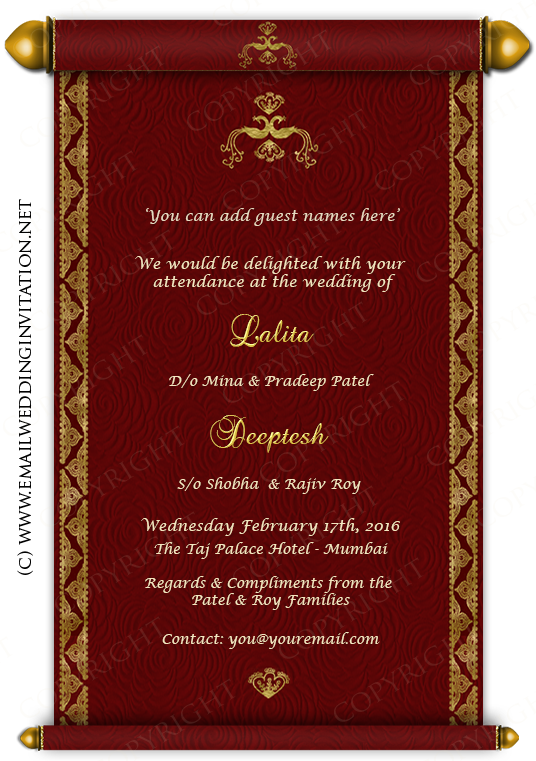 Elegant Red Wedding Invitation Template PNG Image