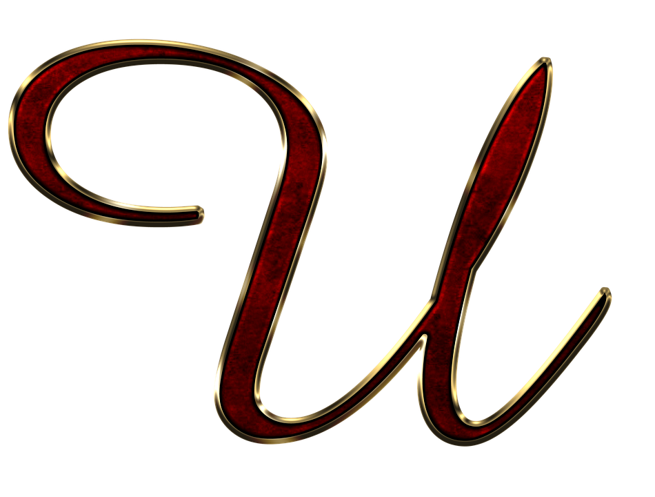 Elegant Redand Gold Letter U PNG Image