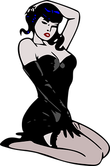 Elegant Retro Style Woman Illustration PNG Image