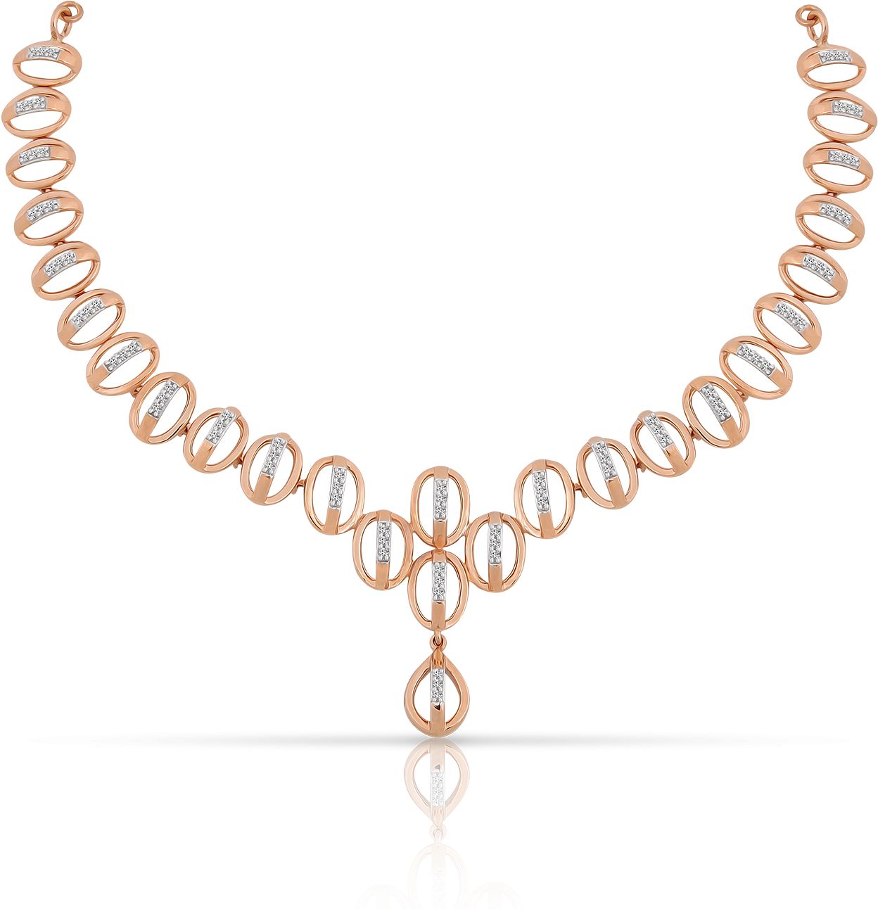 Elegant Rose Gold Diamond Necklace PNG Image