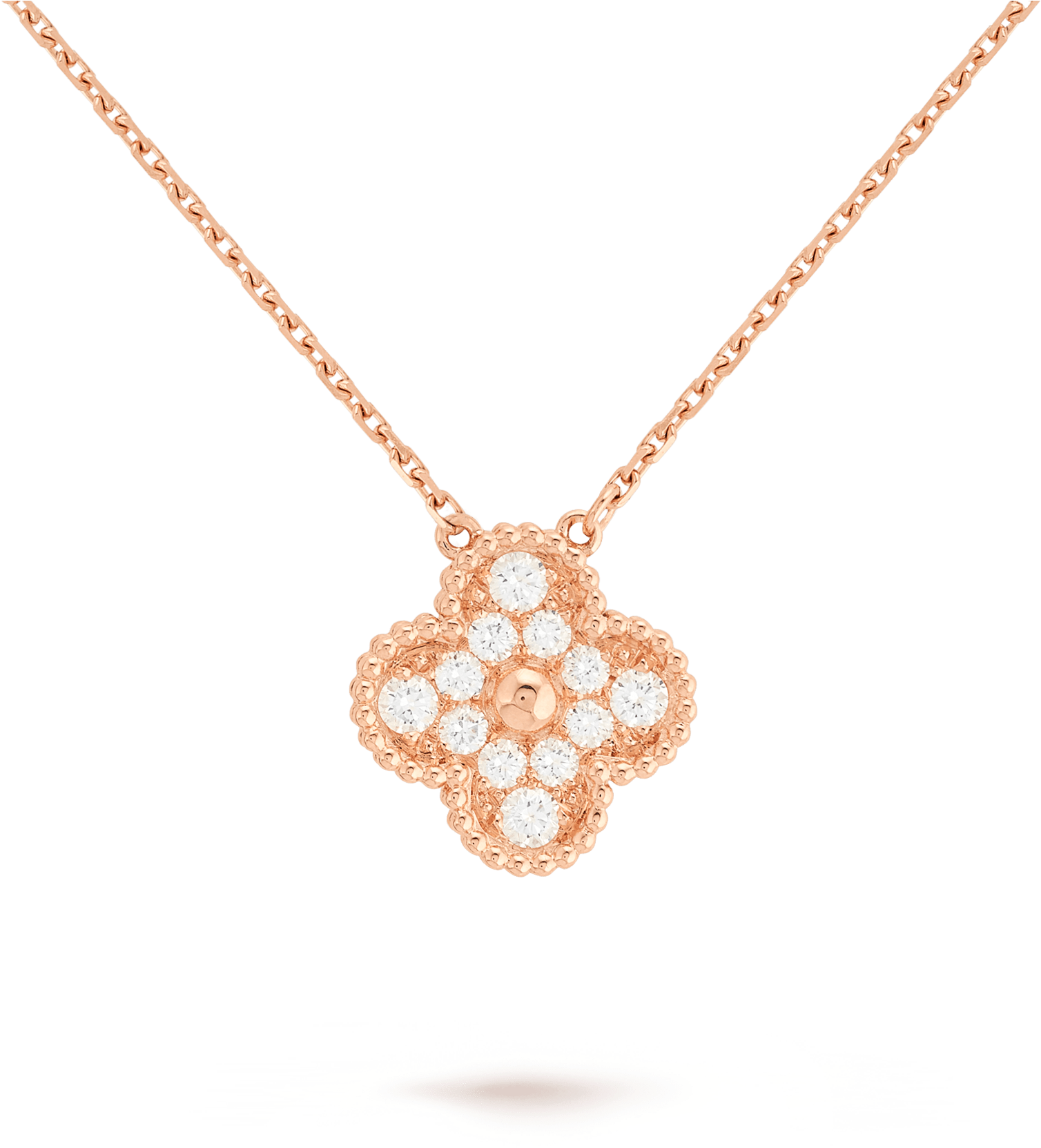 Elegant Rose Gold Diamond Pendant PNG Image