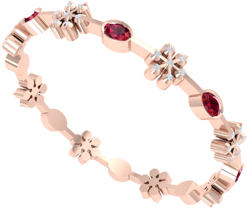 Elegant Rose Gold Floral Ringwith Gemstones PNG Image