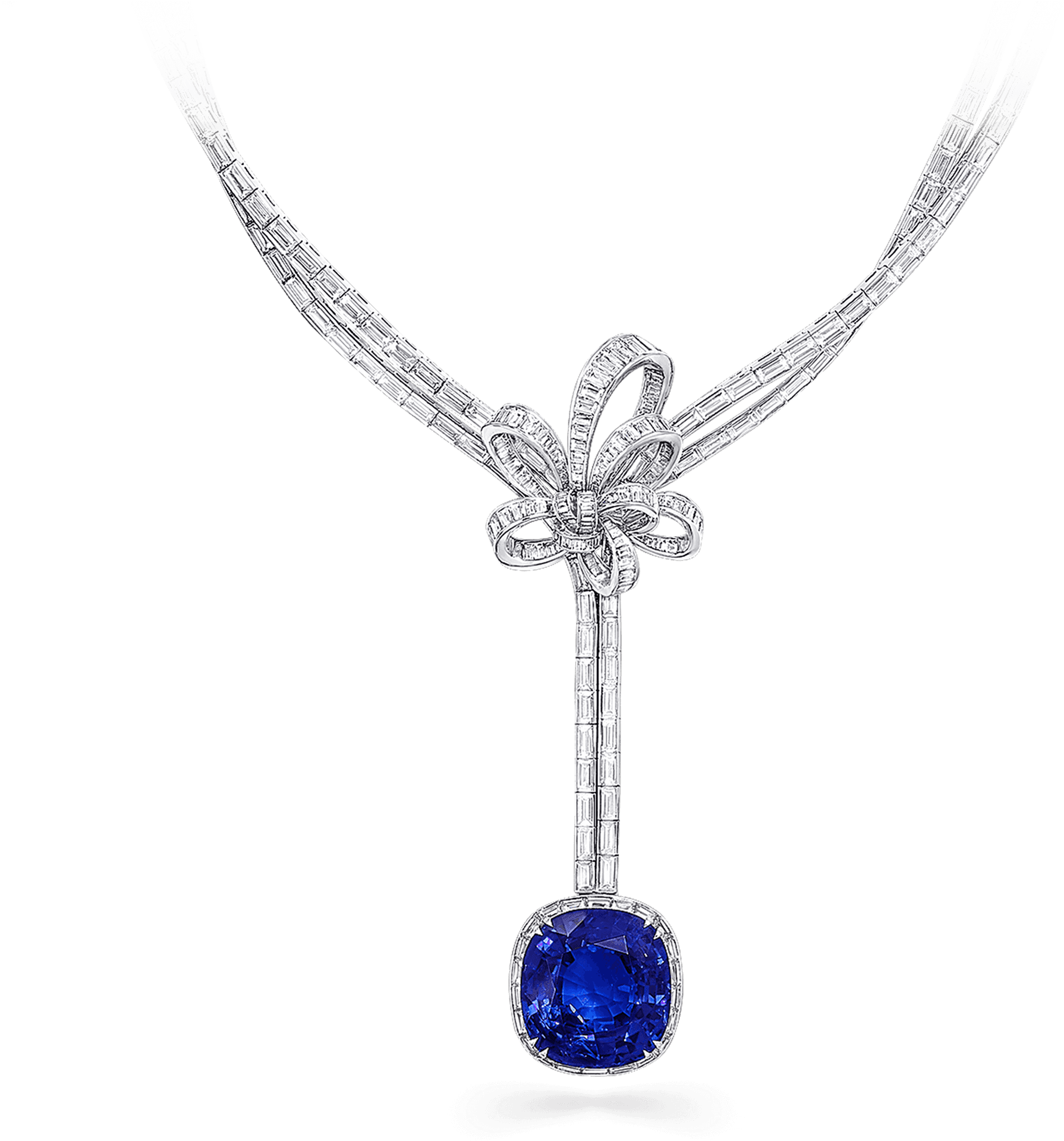 Elegant Sapphire Diamond Necklace PNG Image