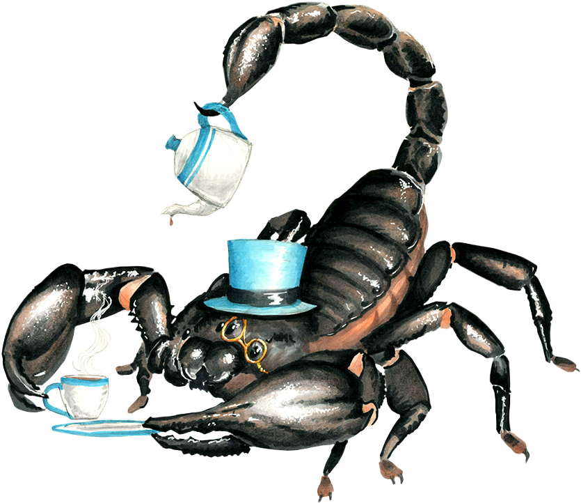 Elegant Scorpion Tea Party PNG Image