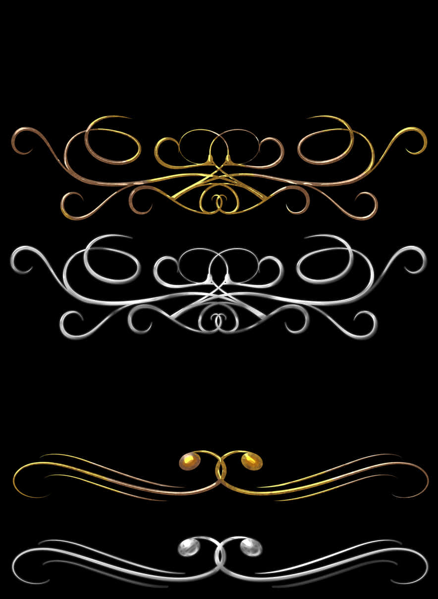 Elegant Scroll Corner Designs PNG Image