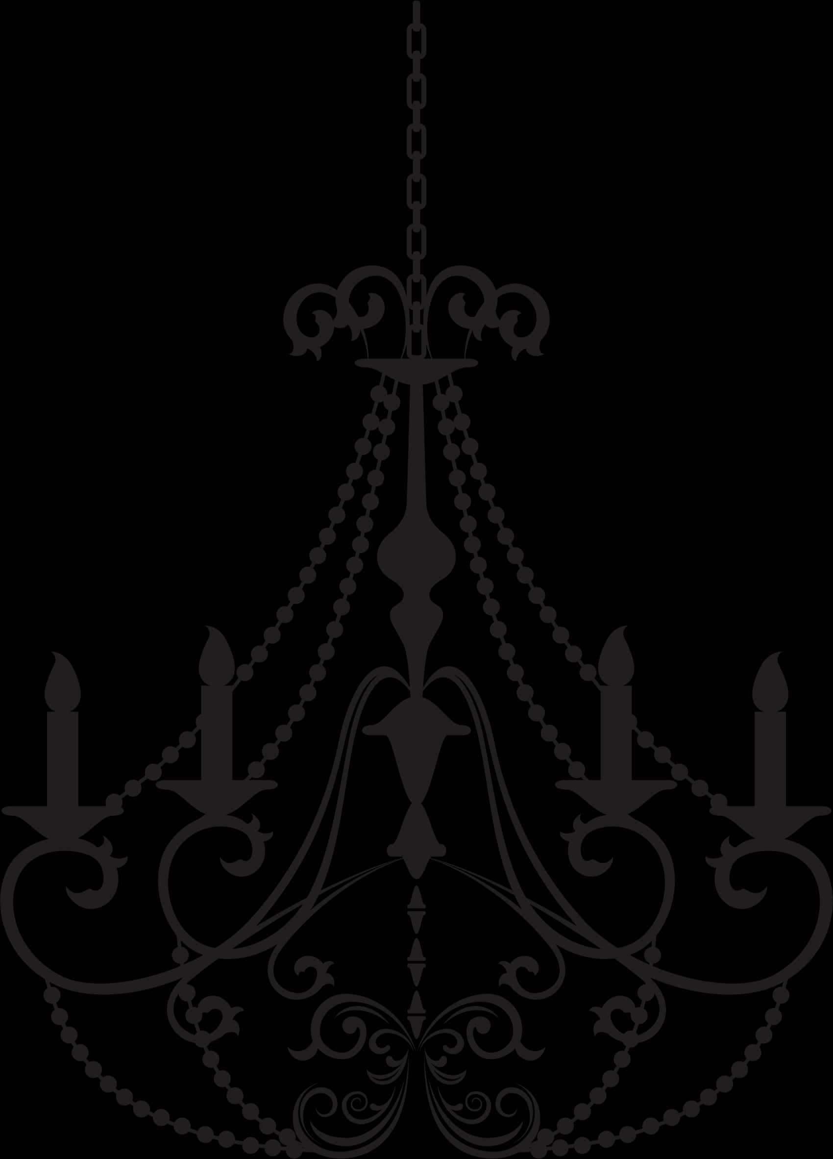 Elegant Silhouette Chandelier PNG Image