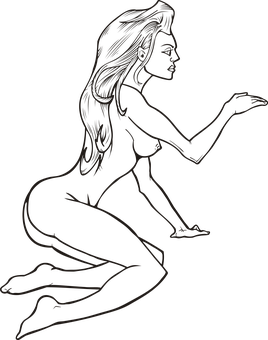 Elegant Silhouette Woman PNG Image