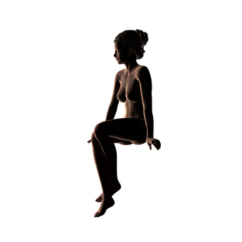 Elegant Silhouette Woman Seated PNG Image