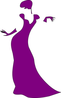 Elegant Silhouette Womanin Gown PNG Image