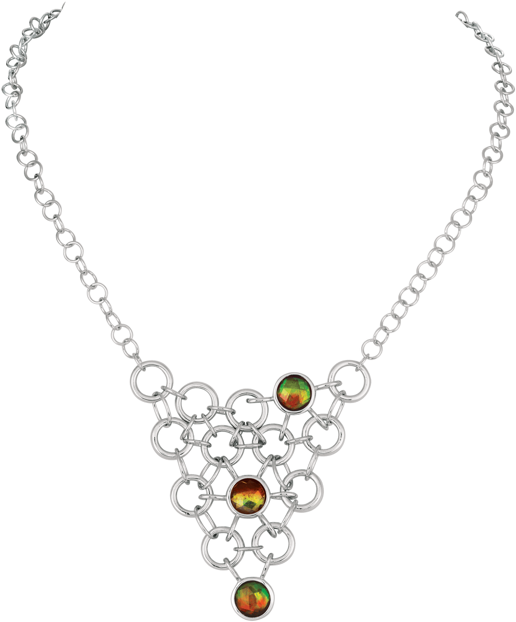 Elegant Silver Chain Necklacewith Green Gemstones PNG Image