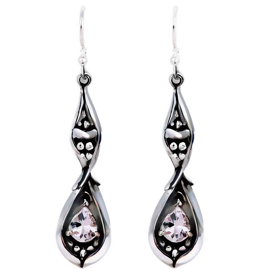 Elegant Silver Earrings Png Bpe2 PNG Image