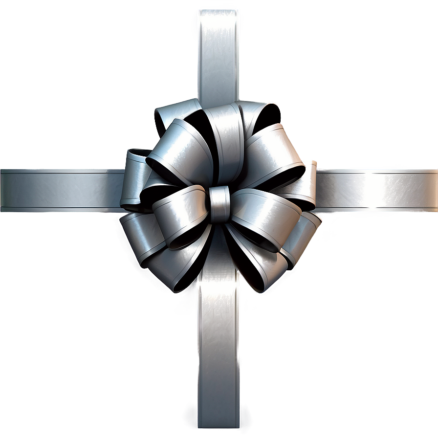 Elegant Silver Gift Bow Png Kwi70 PNG Image