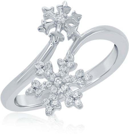 Elegant Snowflake Diamond Ring PNG Image