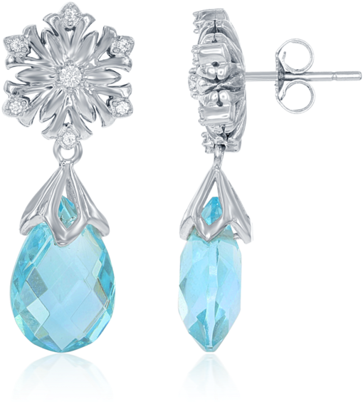 Elegant Snowflake Drop Earrings PNG Image