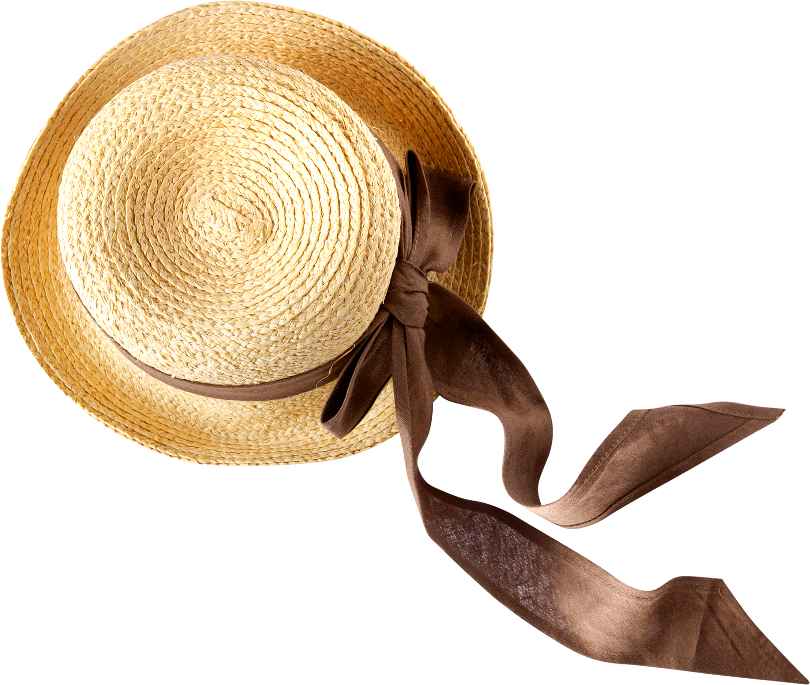 Elegant Straw Hatwith Ribbon PNG Image