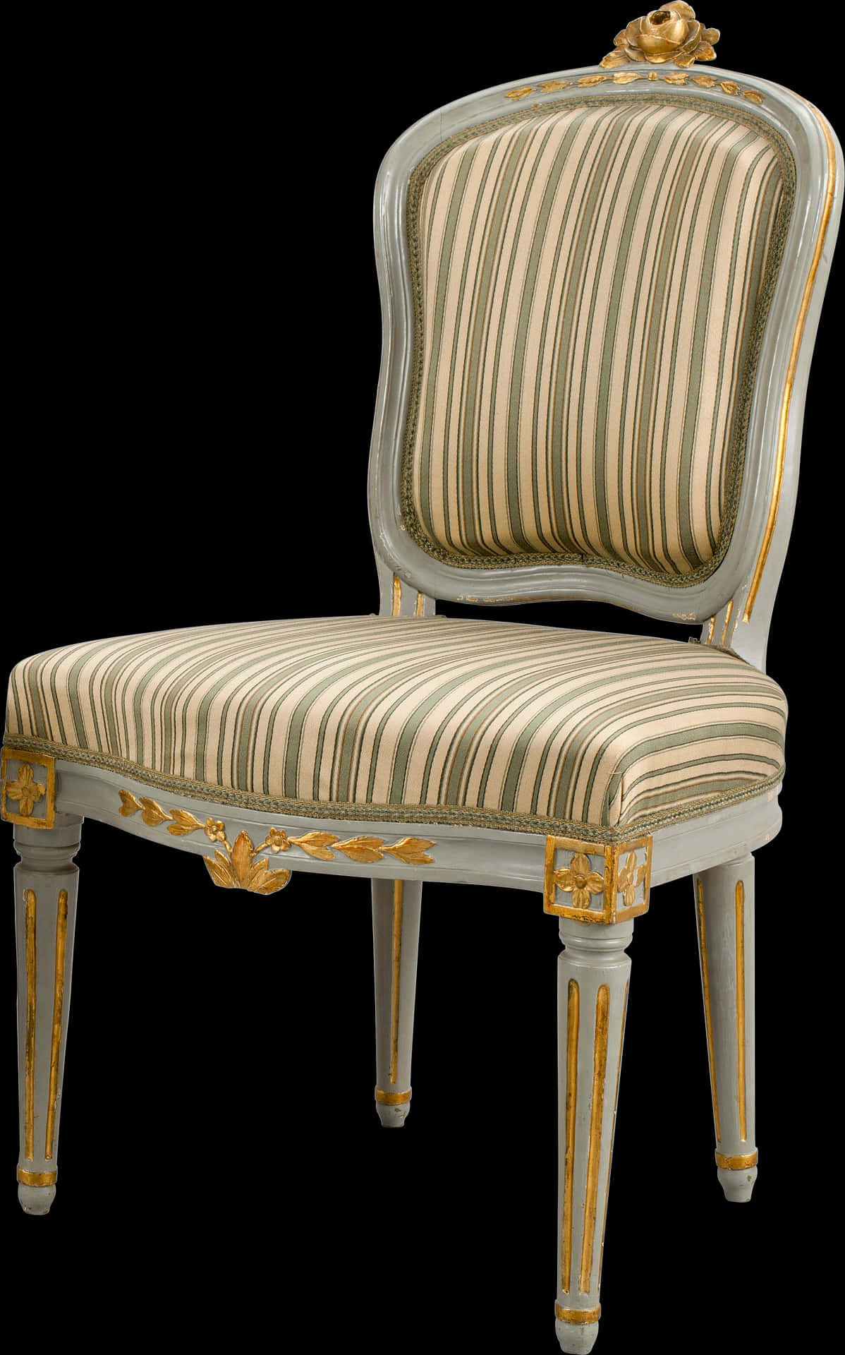 Elegant Striped Antique Chair PNG Image