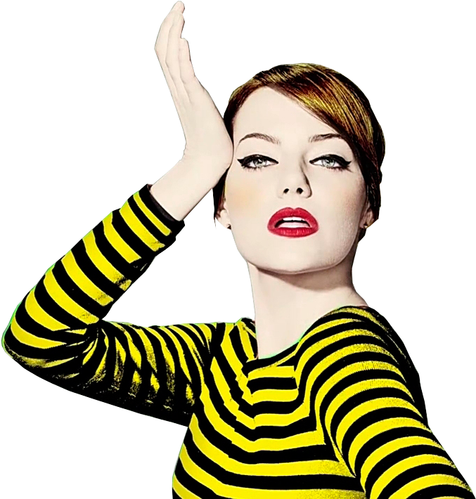 Elegant Striped Top Pose PNG Image