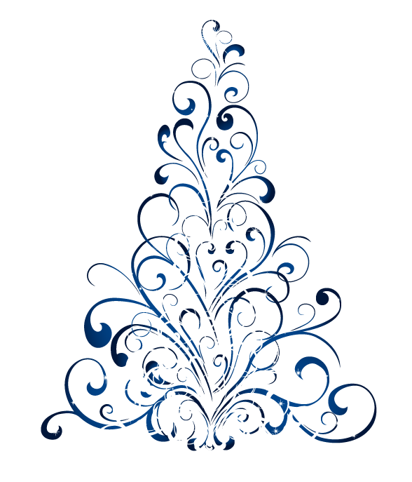 Elegant Swirl Christmas Tree Clipart PNG Image