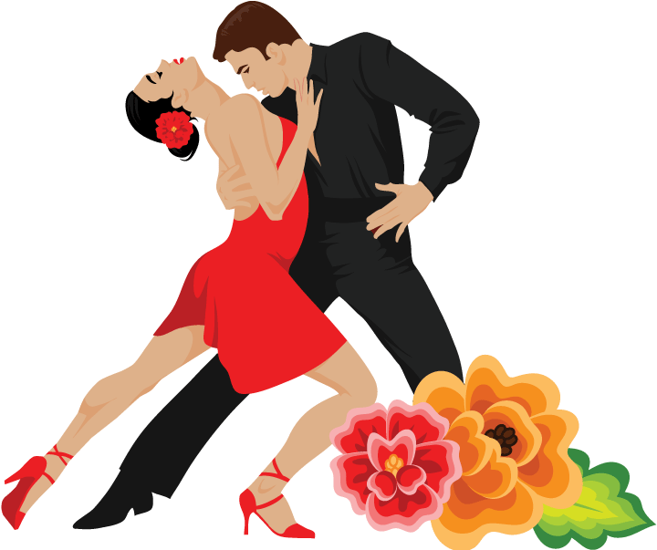 Elegant Tango Dancers Illustration PNG Image