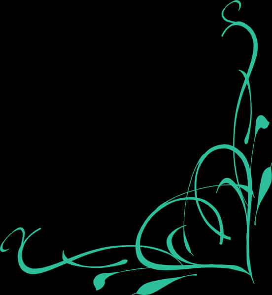 Elegant_ Teal_ Floral_ Corner_ Design PNG Image