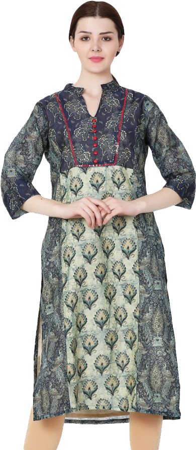 Elegant Traditional Kurti Design PNG Image