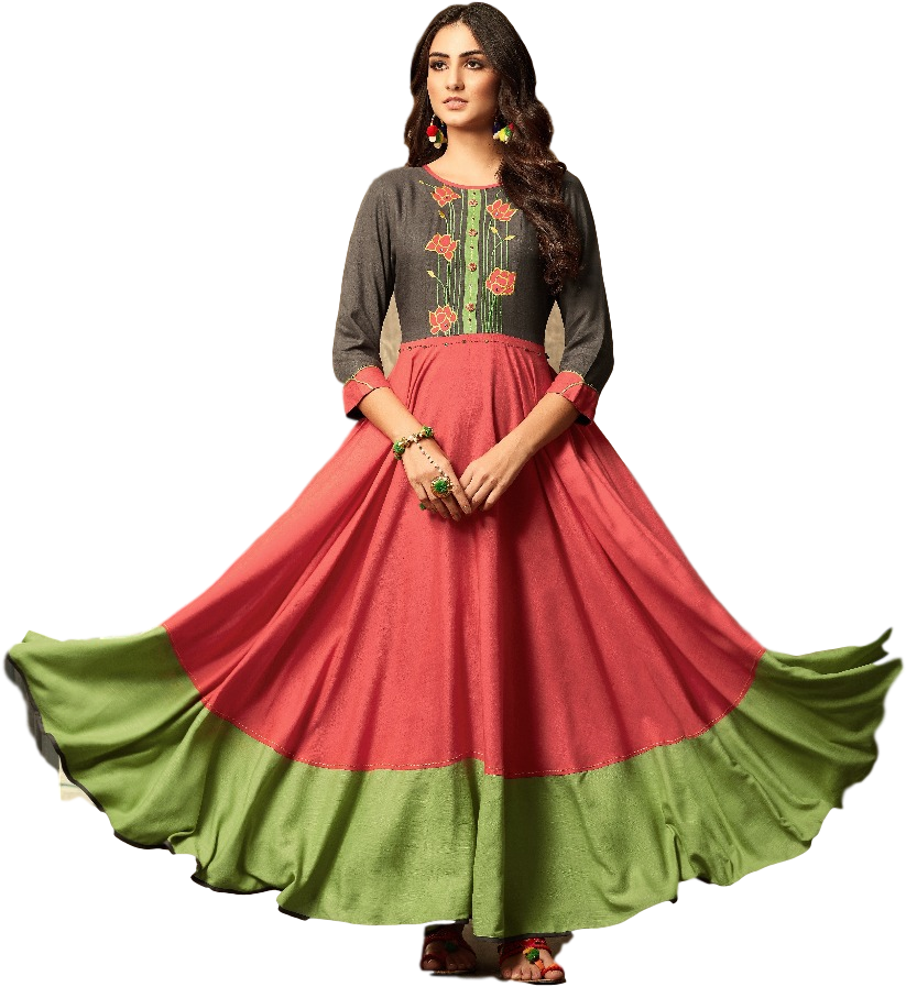 Elegant Traditional Kurti Design PNG Image