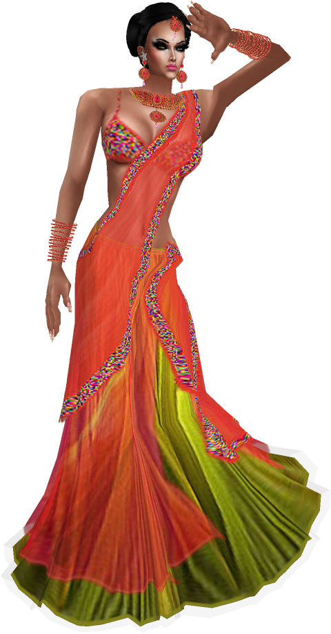 Elegant Traditional Lehenga Attire PNG Image