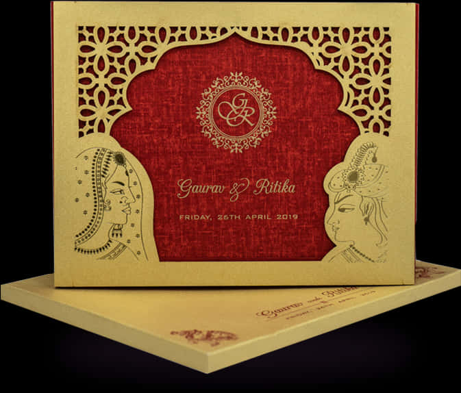 Elegant Traditional Wedding Invitation Card PNG Image