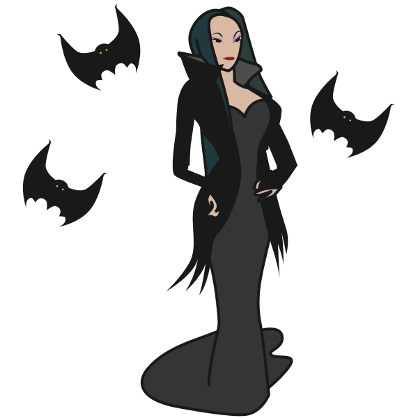 Elegant Vampire Ladywith Bats PNG Image