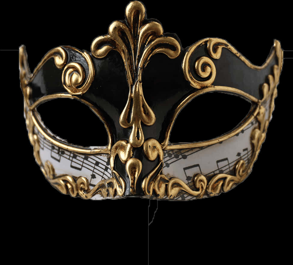 Elegant Venetian Mask Musical Design PNG Image