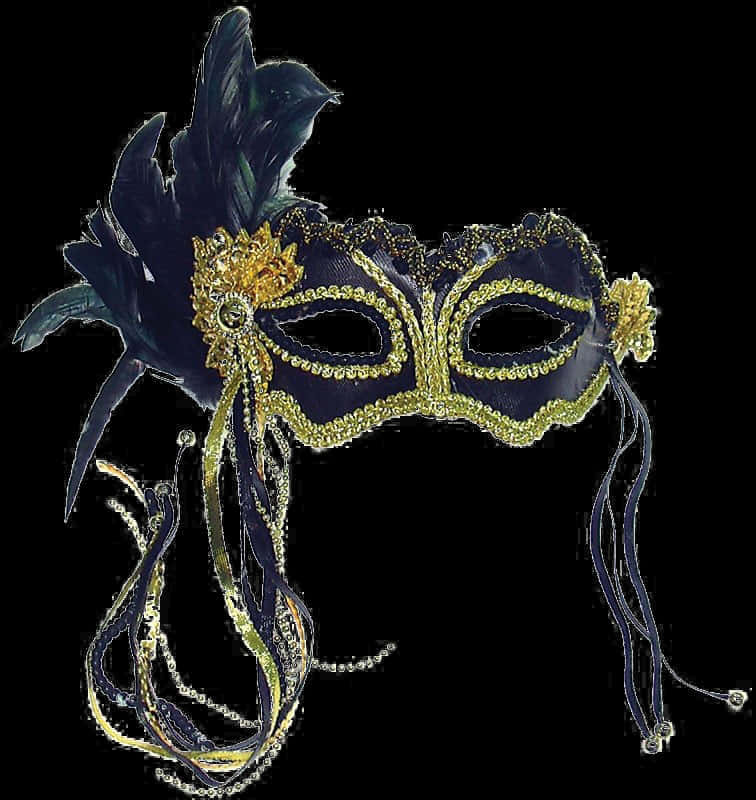 Elegant Venetian Maskwith Feathersand Beads PNG Image