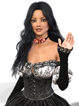 Elegant Victorian Lady3 D Render PNG Image