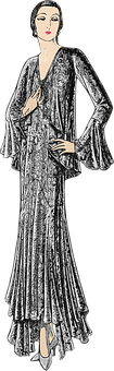 Elegant Vintage Flapper Dress PNG Image