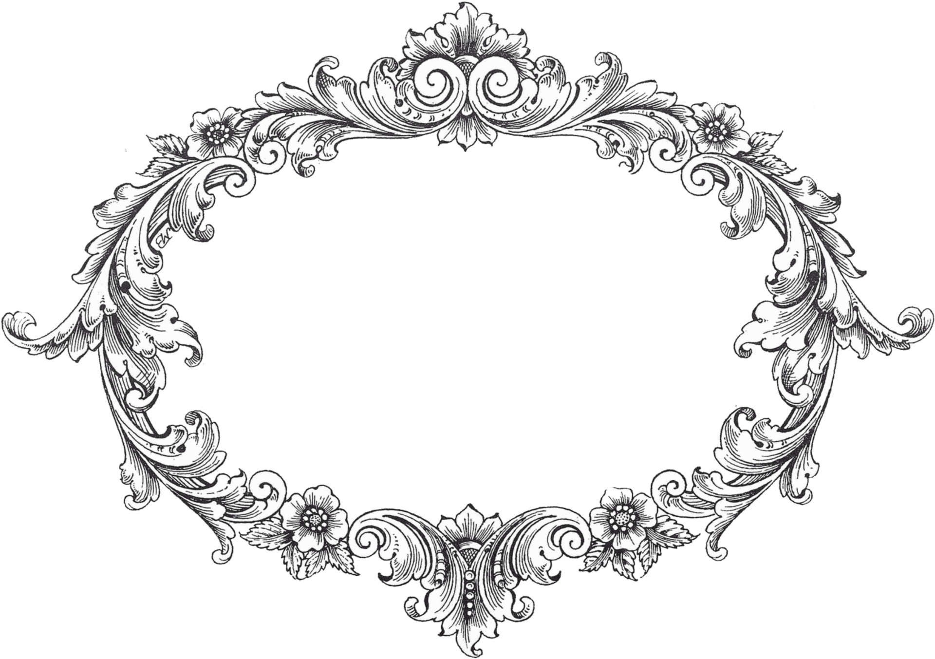 Elegant Vintage Floral Frame PNG Image