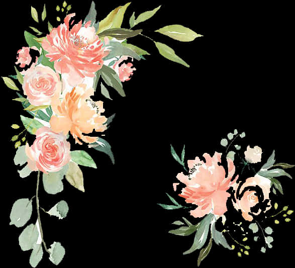 Elegant Watercolor Floral Arrangement PNG Image