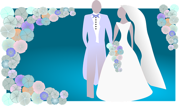 Elegant Wedding Couple Silhouette PNG Image