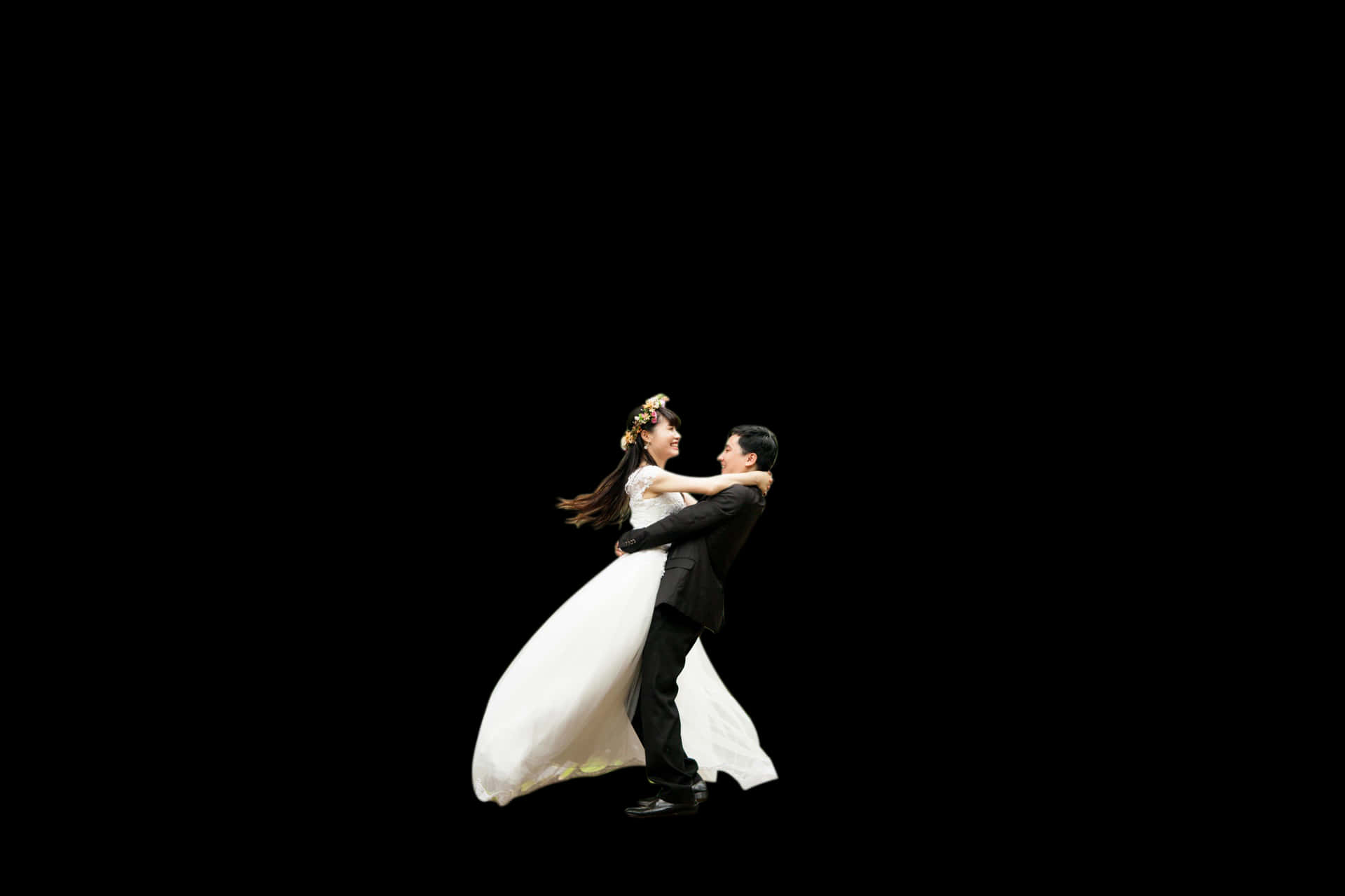 Elegant Wedding Dance Black Background PNG Image