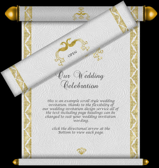 Elegant Wedding Scroll Invitation PNG Image