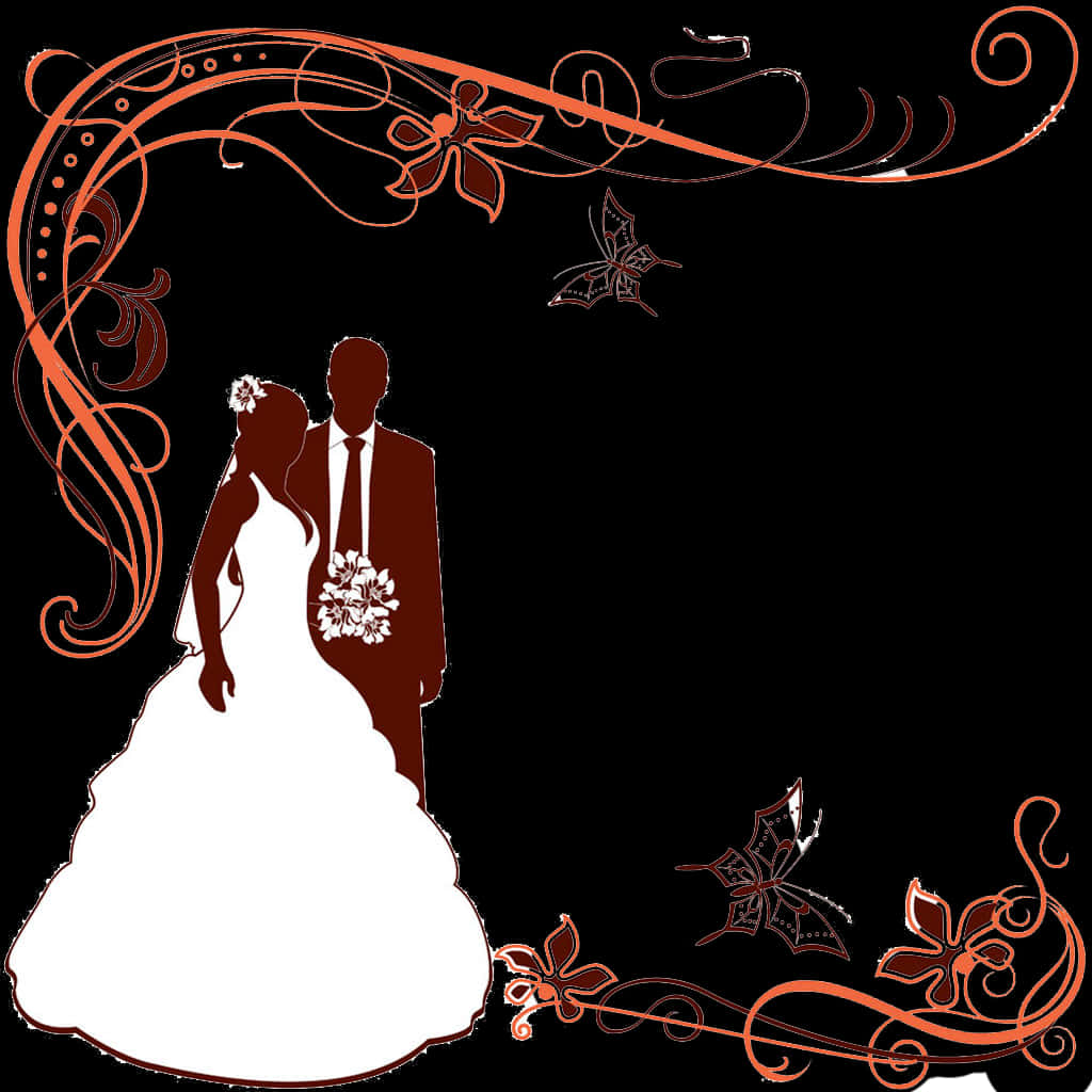 Elegant Wedding Silhouette Graphic PNG Image