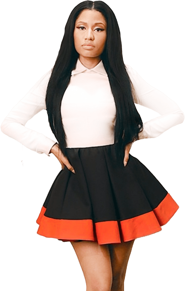 Elegant White Blouse Black Skirt PNG Image