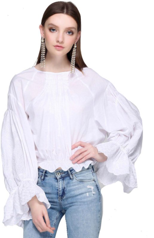 Elegant White Blouse Fashion PNG Image