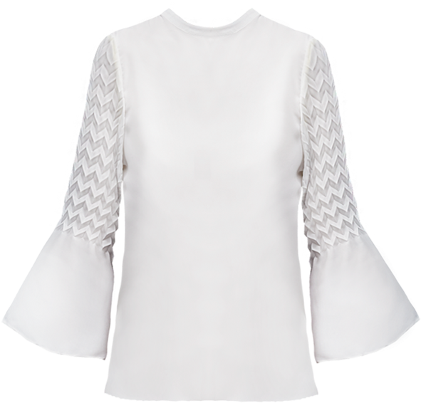 Elegant White Blousewith Chevron Sleeves PNG Image