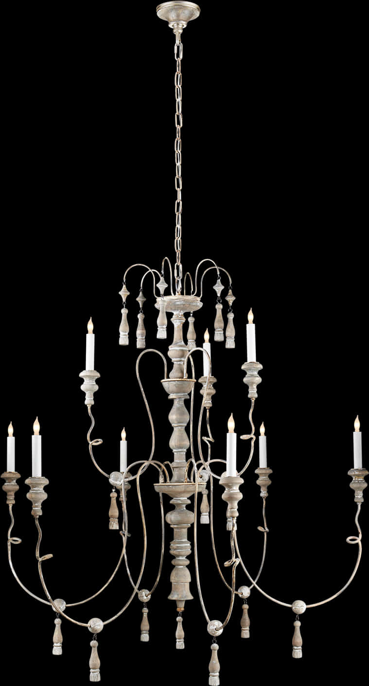 Elegant White Candle Chandelier PNG Image